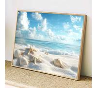 Diamond Painting Playa Pintar por Numeros Adultos Caparazón Full Cuadrado Drill, 5D Pintura de Diamante Kit, DIY Manualidades Adultos Cristal Bordado Punto de Cruz para Decoración Hogar 50x60cm,z@2364