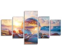 Diamond Painting PlayaDiamond Painting 5 Pezzi Bola de cristal DIY Pintura de Diamante Kit Manualidades Adultos, 5D Creart Punto de Cruz Pintura Diamante para Decoración Pared Hogar 100x50cm, Model852