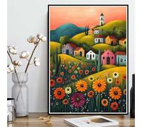 Diamond Painting Pradera Pintura Diamante Casas Diamond Painting Adultos 5D DIY Punto de Cruz Pintura de Diamante Manualidades Adultos para Decoracion Pared, Regalo Mujer 30CM X 40CM -ly25082AS