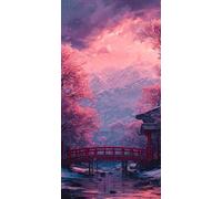 Diamond Painting Puente, Diamond Art Bordado Punto de Cruz Kit Completo Montaña nevada Manualidades Adultos Pintura de Diamante 50x100CM, Diamantes para Cuadros Decoracion Salon Modernos DZSH3745