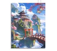 Diamond Painting Puente Diamond Painting Adultos Niños Kit Arquitectura, Pintura Diamante Punto de Cruz 35x40cm, DIY 5D Cristal Bordado Cuadros, Pintura de Diamante Para Decoración De Pared Hogar z92f