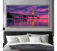 Diamond Painting Puente Marítimo, 5D Pintura Diamante Paisajes Diamond Painting Adultos Grande Tamaño, Dibujos con Diamantes Punto de Cruz Kit Completo para Decoración del Hogar 140x70 cm (WL439)