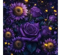 Diamond Painting púrpura, Diamond Painting Adultos Girasol, DIY Punto De Cruz Diamantes Para Manualidades NiñOs E Principiantes, Full Drill Pintura De Diamante Para Decoracion Hogar 45x45cm 5-990