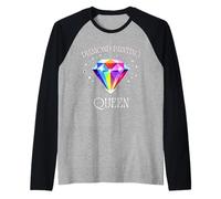 Diamond Painting Queen - Diseño artístico Colorido para Manualidades Camiseta Manga Raglan