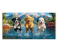 Diamond Painting Río Perro, 5D Diamond Painting Adultos y Principiantes, Manualidades Adultos DIY Cristal Pintura de Diamante, Kit de Bordado Punto de Cruz, Cuadros Decoracion Salon 30x60 cm J26-6580