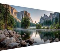 Diamond Painting Río Pintura Diamante Montaña Diamond Painting Adultos Niños 5D Strass Punto de Cruz Puzzle de Diamantes Manualidades Kit para Decoración de Pared del Hogar Regalos 100x200cm hw3-16b