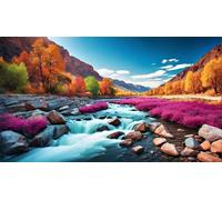 Diamond Painting Ríos naturales,Redonda Grande Diamond Painting Kit Completo,5D Paisajes Pintura de Diamante para Adultos DIY Bordado Punto de Cruz Artes Pintura para Hogar Decor 100x200cm