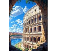 Diamond Painting Roma, 5D Diamond Painting Kit Paisaje, DIY Cuadro Diamantes Embroidery Kit Pintura Diamante Bordado Principiantes DIY Full Drill Cuadrado Pintura Decorazioni Pareti 60x90cm 4-1C96W