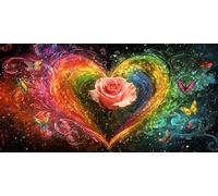 Diamond Painting Rosa 5D Dibujos Con Diamantes, DIY Diamond Painting Adultos Amor Pintura de Diamante Kit Manualidades NiñOs Cristal Regalo for Para DecoracióN de Pared del Hogar 45x90cm J0P-401