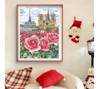 Diamond Painting Rosa Diamond Painting Adultos Castillo DIY Cristal de Estrás Pintura por Manualidades, Kit de Punto de Cruz, Puzzle de Diamantes, Arts and Crafts Para Navidad Decoración 40x60cm J0-53