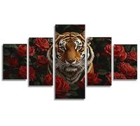 Diamond Painting RosaDiamond Painting 5 Pezzi Tigre DIY Pintura de Diamante Kit Manualidades Adultos Creart Embroidery Kit Punto de Cruz Pintura Diamante para Decoración Pared Hogar 150x80cm, Model690