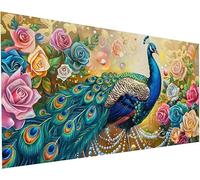 Diamond Painting Rosas Adultos Punto de Cruz 5D Pintura Diamante Pavo Real Pintar con Diamantes Kit Diamond art Niños Kit Completo Accesorios Manualidades Adultos para Decoración Hogar 55x110cm S-567
