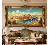 Diamond Painting Rural, Paisaje De Otoño Diamond Painting Adultos Completa Kit 180x90cm, Pintura Diamante Punto de Cruz Kit Completo, DIY Diamantes Puzzle Pintar por Numeros Adultos, Decor Gift,O-216G