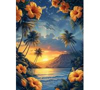 Diamond Painting Sea, DIY 5D Diamond Painting Kit Flor, 5D Pintura Diamante Cuadro Diamantes Kit Bordado Principiantes DIY Full Drill Cuadrado Embroidery Decorazioni Casa, Regalo 50x80cm P-GC67