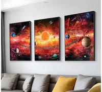 Diamond Painting Sueño Planeta Manualidades Adultos, 3 Piezas Punto de Cruz Bordado Kit Completo, DIY Cristal Dibujos con Diamantes for Beginner Kit, Cuadros Decoracion Salon Modernos 60x90cm t9n-627