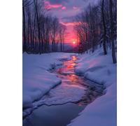 Diamond Painting Sunset, 5D DIY Diamond Painting Adultos Escena De Nieve, Pintura de Diamante Manualidades Adultos, Punto de Cruz Cristal Cuadros de Diamantes Kit, Decoración Hogar, 80x110cm 0-1915
