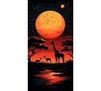 Diamond Painting Sunset, DIY 5D Diamond Painting Kit Animal, 5D Pintura Diamante Cuadro Diamantes DIY Full Drill Round Strass Ricamo Painting per Decorazioni Casa Pareti, Regalo 100x200cm U-FD42
