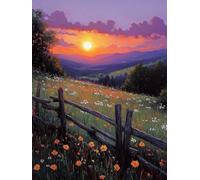 Diamond Painting Sunset, DIY 5D Diamond Painting Kit Flor, 5D Pintura Diamante Cuadro Diamantes DIY Full Drill Round Ricamo a Punto Croce Painting per Decorazioni Casa Pareti, Regalo 60x90cm 7-J673