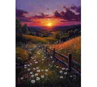 Diamond Painting Sunset, DIY 5D Diamond Painting Kit Flor, 5D Pintura Diamante Cuadro Diamantes DIY Full Drill Round Ricamo a Punto Croce Painting per Decorazioni Casa Pareti, Regalo 30x40cm 4-IS76