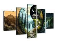 Diamond Painting Tai Chi Diamond Painting Adultos Paisaje Pintura de Diamantes Manualidades Adultos, punto de cruz kit completo Con Diamantes Brillantes, Decoración de Pared 5 Piezas 60x100cm 0m-811