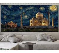 Diamond Painting Taj Mahal Punto de Cruz Kit Completo 80x160 cm, Pintura de Diamante Noche Estrellada Dibujos con Diamantes 5D Punto de Cruz DIY Diamond Art Painting para Hogar Decoracion Pared S1049