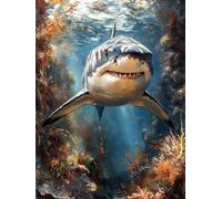 Diamond Painting TiburóN, 5D Diamond Painting Kit Sea, DIY Cuadro Diamantes Embroidery Kit Pintura Diamante Bordado Principiantes DIY Full Drill Cuadrado Pintura Decorazioni Pareti 70x100cm R-8360P