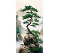 Diamond Painting Tierras altas, Ciprés Pintar por Numeros Adultos, Manualidades Adultos, Kit Bordado Principiantes, Punto De Cruz Pintura Diamante, Navideña Decoración de Pared del Hogar 30x60cm W-188