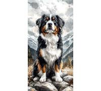 Diamond Painting Tierras altas, perro Pintar por Numeros Adultos, Manualidades Adultos, Kit Bordado Principiantes, Punto De Cruz Pintura Diamante, Navideña Decoración de Pared del Hogar 35x70cm W-190