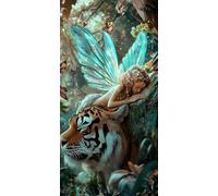 Diamond Painting tigre, 5D Diamond Painting Adultos Manualidades, ala Pintura Diamante Punto de Cruz Pintura Kit, Artes Artesanal para Decoracion Navidad Decoracion Salon, Regalo Mujer 40x70cm D-776