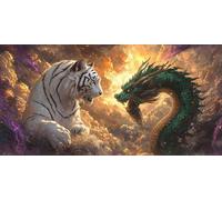 Diamond Painting Tigre Blanco 5D Dibujos Con Diamantes, DIY Diamond Painting Adultos Dragón Pintura de Diamante Kit Manualidades NiñOs Cristal Regalo for Para DecoracióN Pared Hogar 100x200cm CJ0P-279