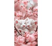 Diamond Painting Tigre blanco Diamond Painting Adultos primavera Kit Bordado Principiantes Pintura de Diamante DIY Punto de Cruz Kit Completo 5D Pintura Diamante, Decoracion Hogar 30x60cm l-4