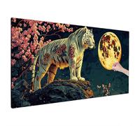 Diamond Painting Tigre Blanco, Diamond Painting Grande 100x40cm Manualidades Adultos, DIY Cristal Punto de Cruz Bordado Pintura Diamante Kit, Pintar con Diamantes, Decoracion Pared, (Luna) Model,C-18