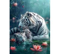 Diamond Painting Tigre, Diamond Painting Adultos Animal, 5D DIY Pintura de Diamante Manualidades Adultos, Cuadro Diamantes Punto de Cruz Kits, Kit de Arte de Mosaico, Decoración Hogar 90x120cm 7-5132