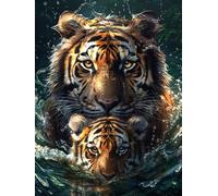 Diamond Painting Tigre, Diamond Painting Adultos Animal, 5D DIY Pintura de Diamante Manualidades Adultos, Cuadro Diamantes Punto de Cruz Kits, Kit de Arte de Mosaico, Decoración Hogar 100x135cm 7-6405