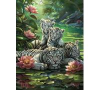 Diamond Painting Tigre, Diamond Painting Adultos Animal, 5D DIY Pintura de Diamante Manualidades Adultos, Cuadro Diamantes Punto de Cruz Kits, Kit de Arte de Mosaico, Decoración Hogar 100x135cm 1-7485