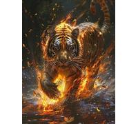 Diamond Painting Tigre, DIY 5D Diamond Painting Kit Animal, 5D Pintura Diamante Cuadro Diamantes DIY Full Drill Round Ricamo a Punto Croce Painting per Decorazioni Casa Pareti, Regalo 60x90cm R-1S35