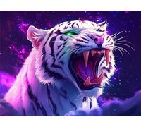 Diamond Painting Tigre, Galaxia Diamond Painting Adultos, DIY Pintura de Diamante Kit Manualidades Adultos 5D Creart Embroidery Kit Pintura Diamante para Decoración Pared Hogar 80x100cm, Model276