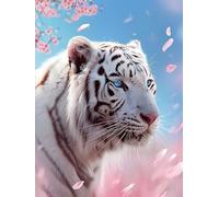 Diamond Painting Tigre Pintura Diamante Flores de Cerezo Diamond Painting Adultos Principiante 5D Cristal Punto de Cruz Diamante Manualidades Adultos para Decoracion Habitacion (25x35cm) -yxy2506T7