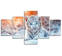 Diamond Painting TigreDiamond Painting 5 Pezzi Invierno DIY Pintura de Diamante Kit Manualidades Adultos, 5D Creart Kit Punto de Cruz Pintura Diamante para Decoración Pared Hogar 125x60cm, Model714