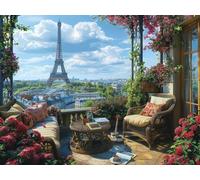 Diamond Painting Torre Eiffel Diamond Painting Adultos Paisaje, 5D DIY Manualidades Adultos Kit Punto de Cruz, Cuadro Diamantes Cristal Artes Bordado Kit, Decoracion Navidad Regalo 50x65cm D-4213