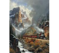 Diamond Painting Tren, 5D Diamond Painting Adultos MontañA, DIY Manualidades Adultos, Dibujos con Diamantes Bordado Punto de Cruz Kit, Pintura de Diamante para Decoracion Hogar Regalo 90x120cm P-3447