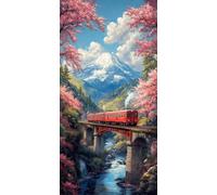 Diamond Painting Tren, DIY 5D Diamond Painting Kit Valle, 5D Pintura Diamante Cuadro Diamantes DIY Full Drill Round Ricamo a Punto Croce Painting per Decorazioni Casa Pareti, Regalo 80x160cm T-2450