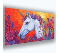 Diamond Painting Unicornio Diamond Painting Adultos, 5D Flor Pintura de Diamante Adultos, DIY Round Full Drill Pintar con Diamantes Punto de Cruz Kit Completo para Decoracion Hogar 40x80 cm 0u-549