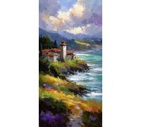 Diamond Painting Vista al mar, Diamond Art Bordado Punto de Cruz Kit Completo Abstracto Manualidades Adultos Pintura de Diamante 50x100cm, Diamantes para Cuadros Decoracion Salon Modernos DZSH2885