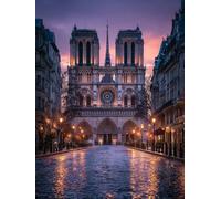 Diamond Painting Vista De La Calle, Notre Dame Diamond Painting Manualidades Adultos Kits, 5D Pintura Diamante, DIY Diamantes Punto de Cruz Kits, Manualidades Adultos, Decoracion Otoño, 50x70cm 0-4490