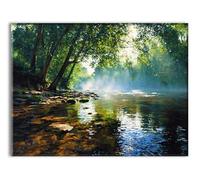 Diamond Painting Wald Fluss Design Full Drill Diamant Painting Bilder Bastelset Erwachsene DIY Kreativ Set für Erwachsene Mosaik Bastelset Stickerei Geschenke Home Wanddekor Malerei 50x70cm P-q-6523