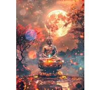 Diamond Painting Zen, Diamond Painting Adultos Luna, 5D DIY Pintura de Diamante Manualidades Adultos, Cuadro Diamantes Punto de Cruz Kits, Kit de Arte de Mosaico, Decoración Hogar 60X80cm L-3810