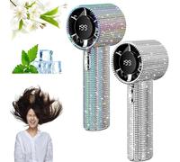 Diamond Portable Fan, Full Diamond Luxury Craftsmanship Portable Handheld Turbo Fan, 199 Wind Speed, 1800mAh Rechargeable for Travel Outdoor Activities Office Home (2pcs)