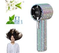Diamond Portable Fan, Full Diamond Luxury Craftsmanship Portable Handheld Turbo Fan, 199 Wind Speed, 1800mAh Rechargeable for Travel Outdoor Activities Office Home (Colorful)