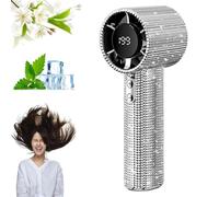 Diamond Portable Fan, Full Diamond Luxury Craftsmanship Portable Handheld Turbo Fan, 199 Wind Speed, 1800mAh Rechargeable for Travel Outdoor Activities Office Home (Sliver)